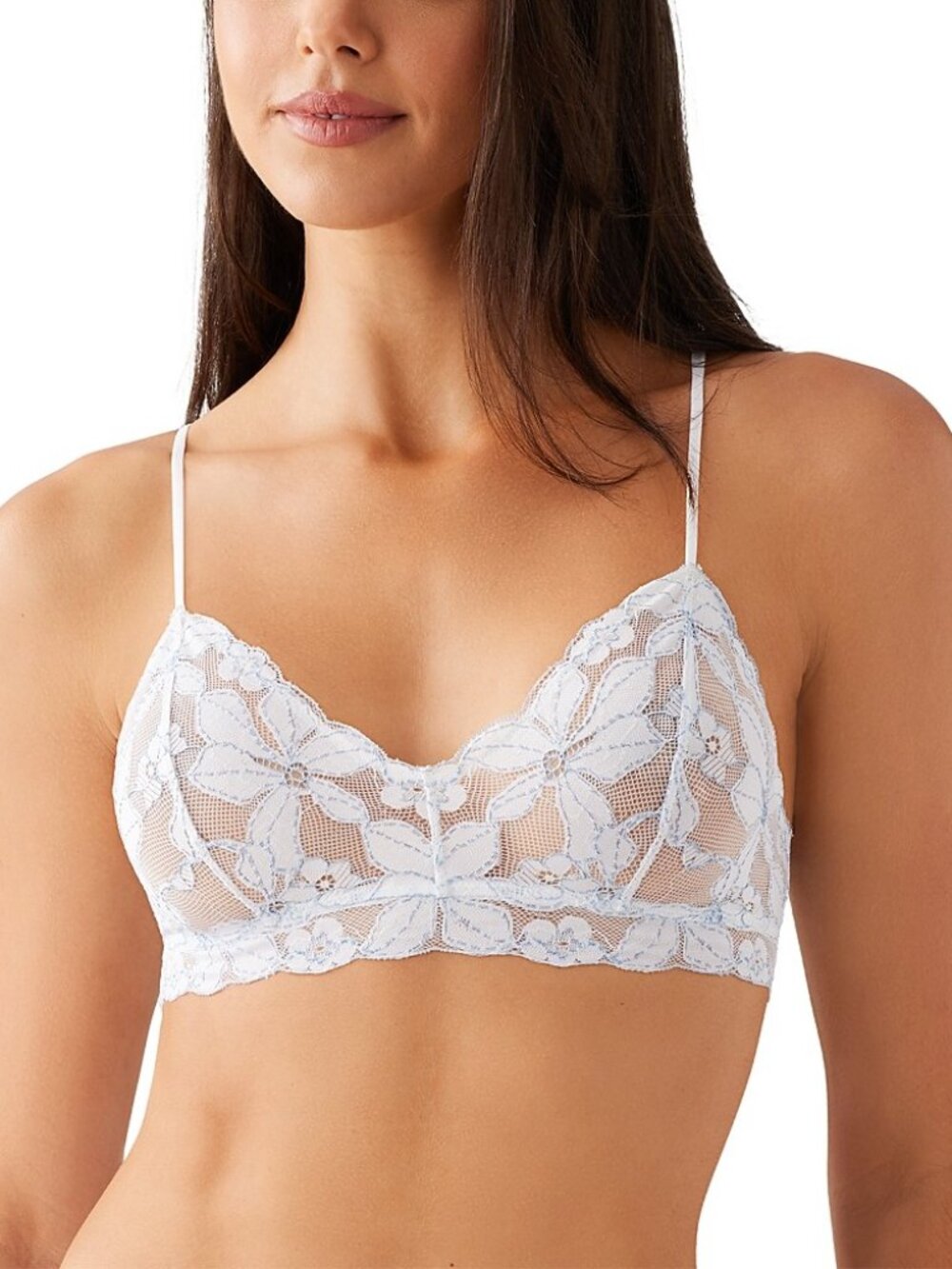 #2048 B.tempt'd by Wacoal Women's Feeling Famous Bralette in White/Frozen Fjord